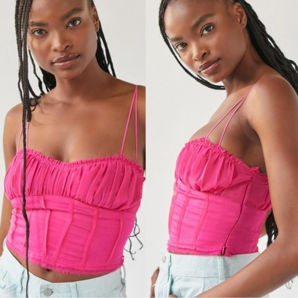 Urban Outfitters Ronny Raw Edge Pink Tank Size Small NWT - Picture 1 of 6